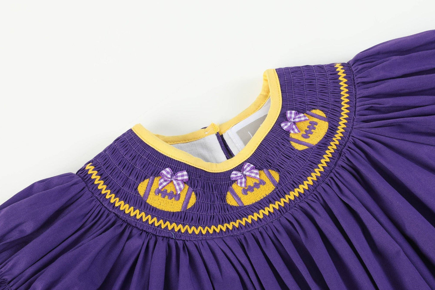 Purple and Gold Football Smocked Dress