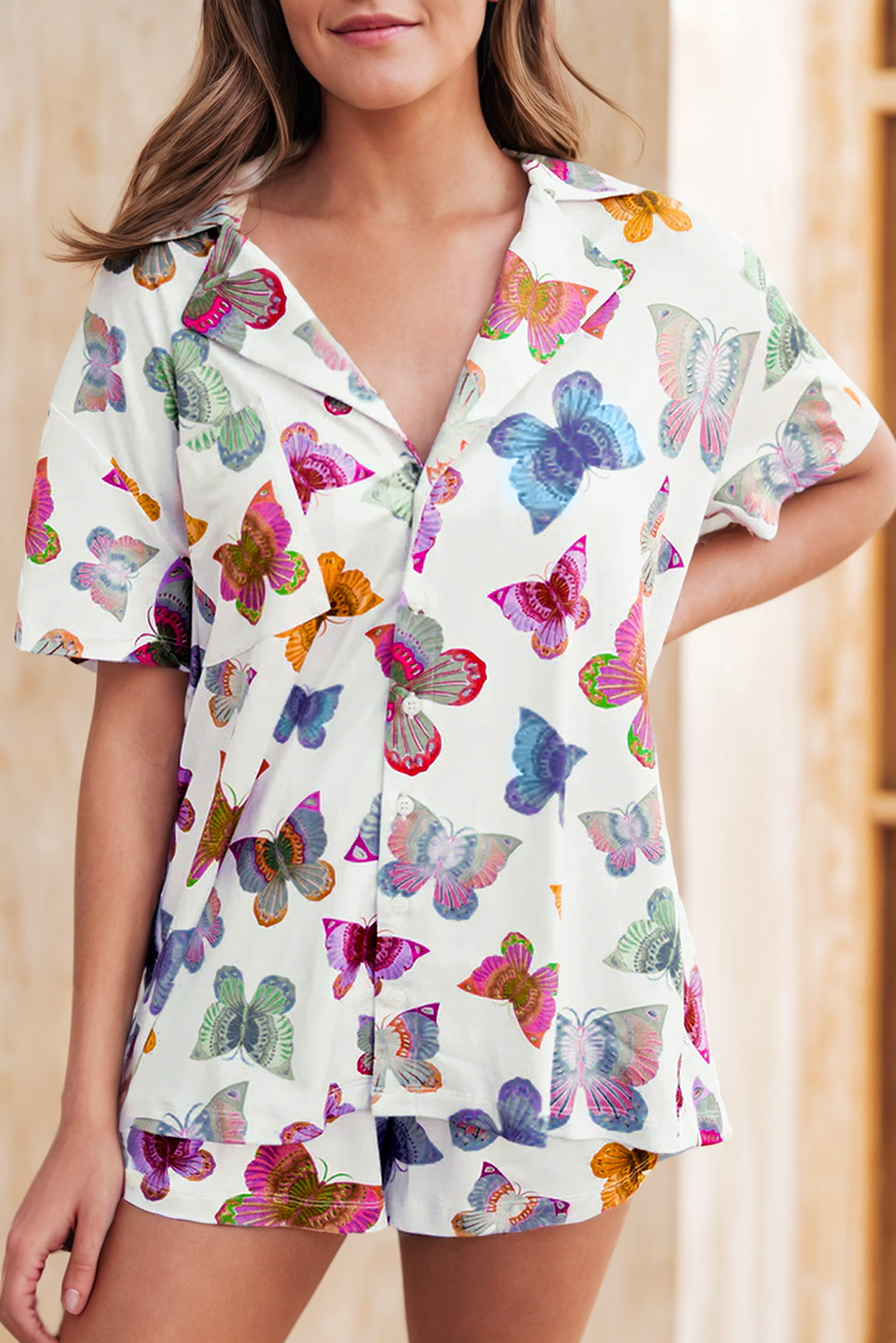 LDC Sunday Morning Rainbow Butterfly-Printed Pajamas Set