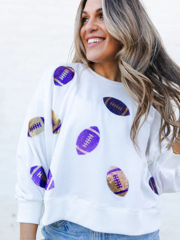 Millie Sweatshirt With Purple & Gold Footballs