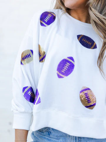 Millie Sweatshirt With Purple & Gold Footballs