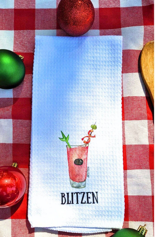 Christmas Tea Towel "Blitzen" the Bloody Mary