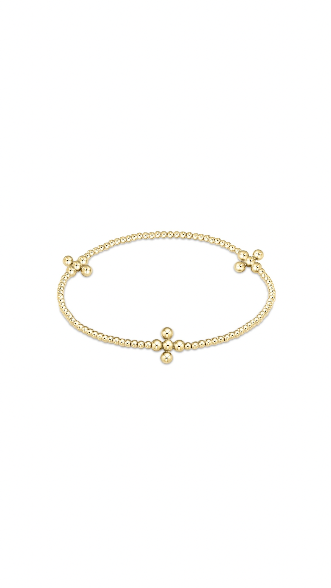 Enewton Signature Cross Gold Pattern 2mm Bead Bracelet - Classic Beaded Signature Cross Gold - 3mm Bead Gold