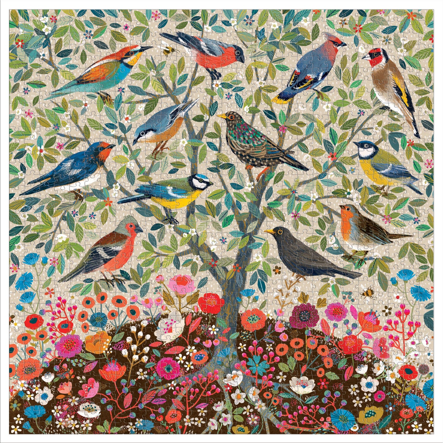 Songbirds Tree 1000 Piece Square Puzzle