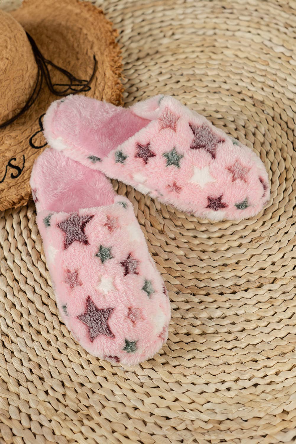 Star Pattern Plush Home Slippers | US6-10