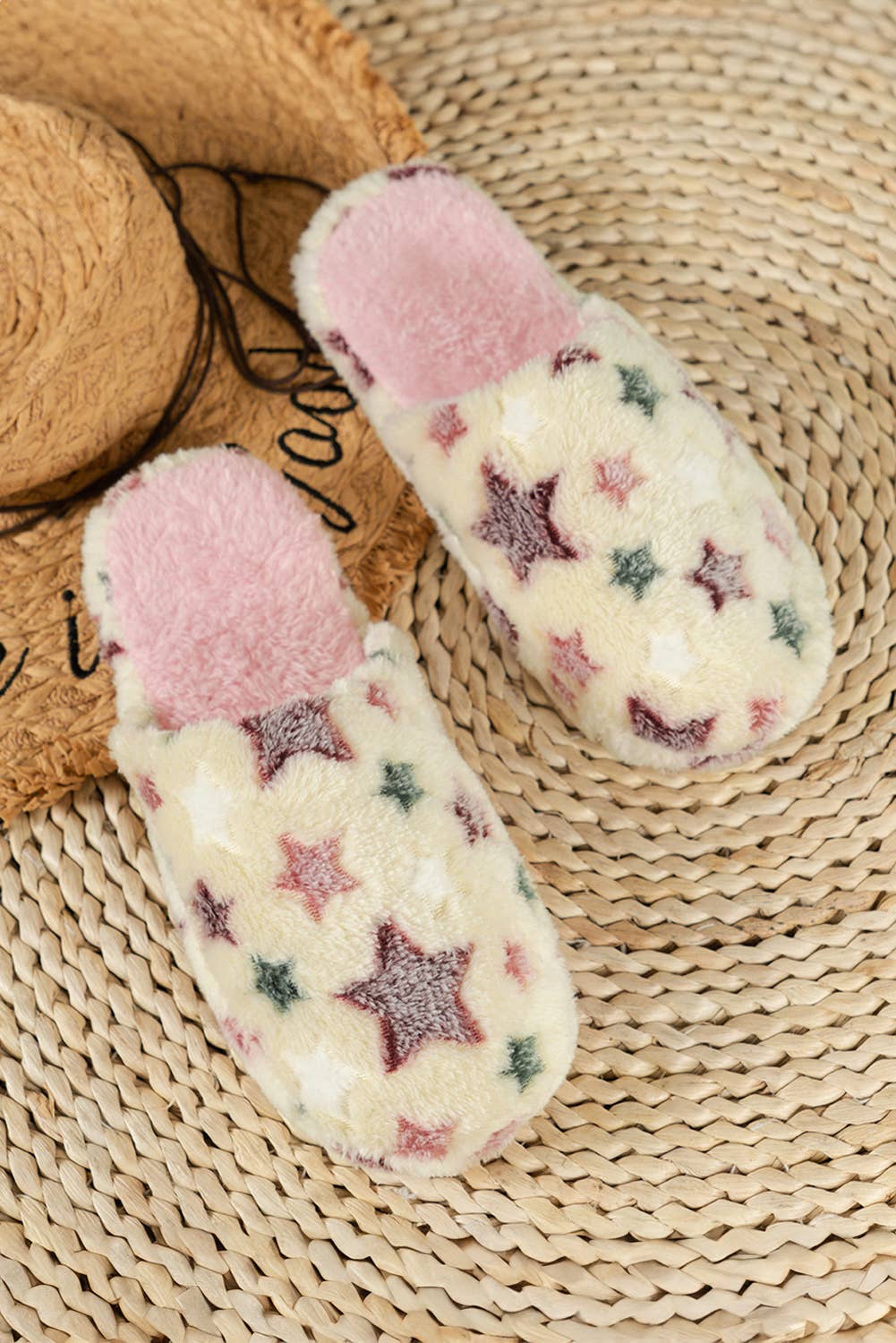 Star Pattern Plush Home Slippers | US6-10