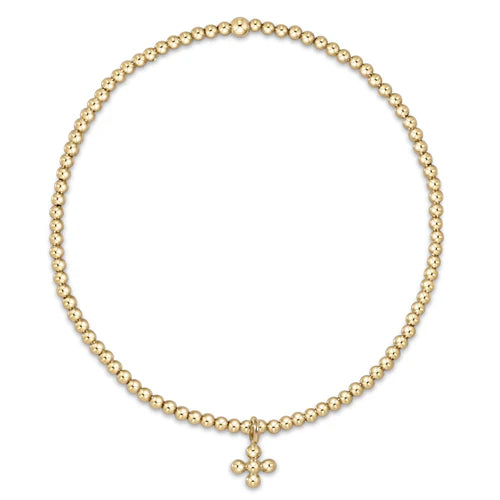 Enewton Classic gold 2mm bead bracelet - classic beaded signature cross small gold charm