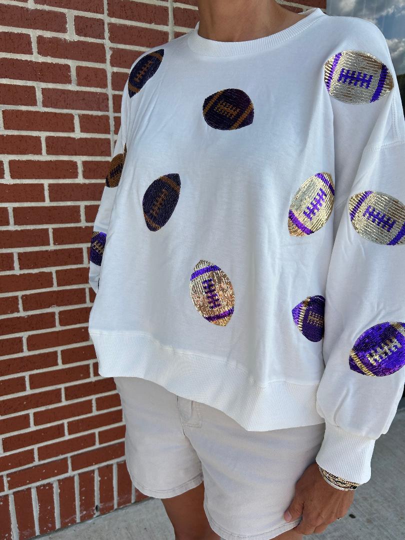 Millie Sweatshirt With Purple & Gold Footballs