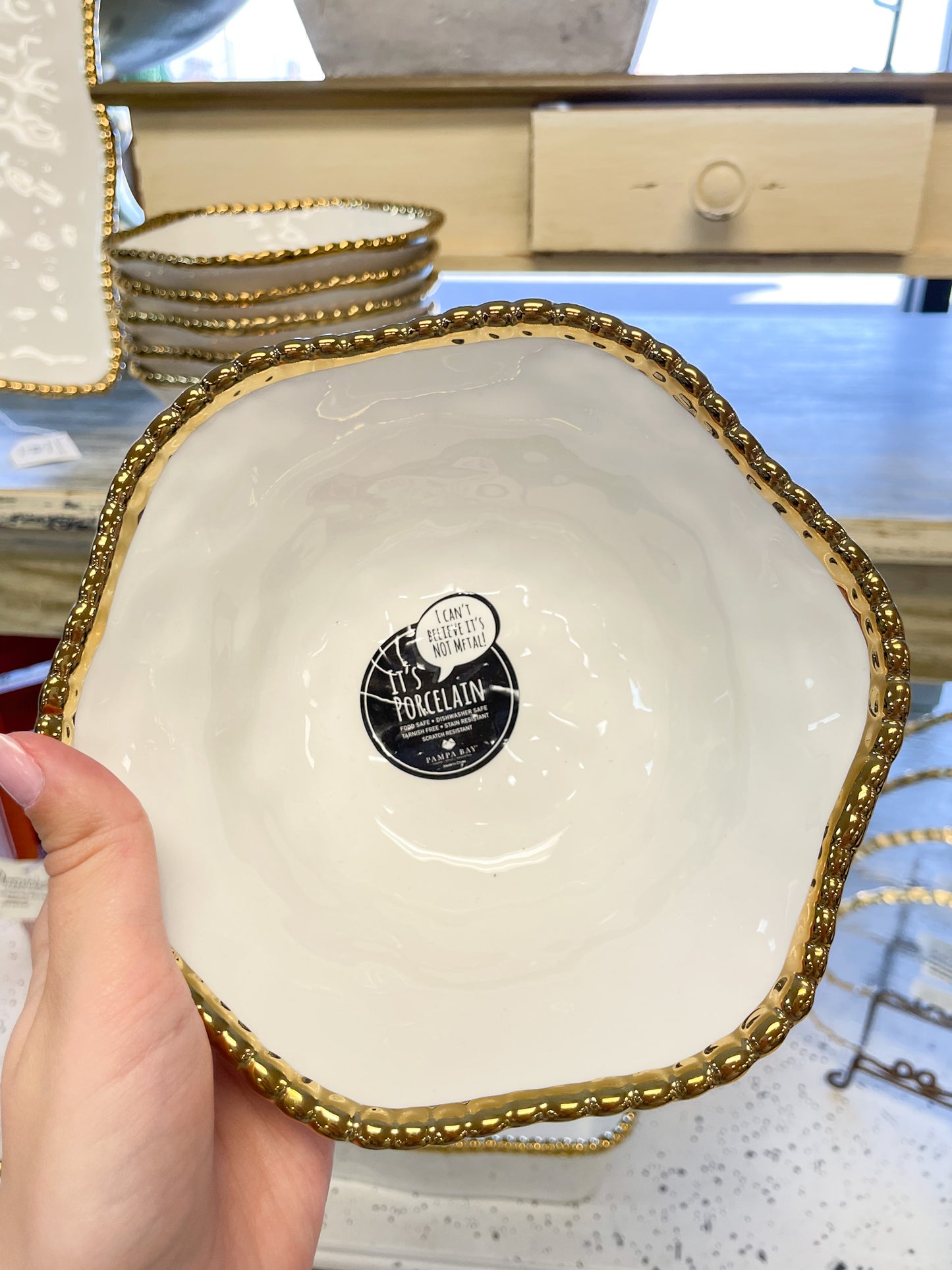 White/Gold Porcelain Bowl